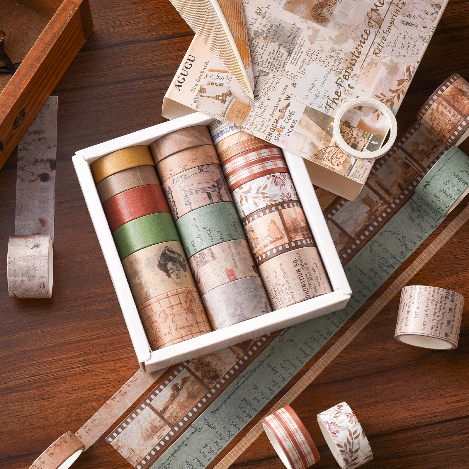20 Rollen/Box Vintage Worte Washi Tape Set Dekoratives Masking Tape Scrapbooking Klebeband Schule Schreibwaren