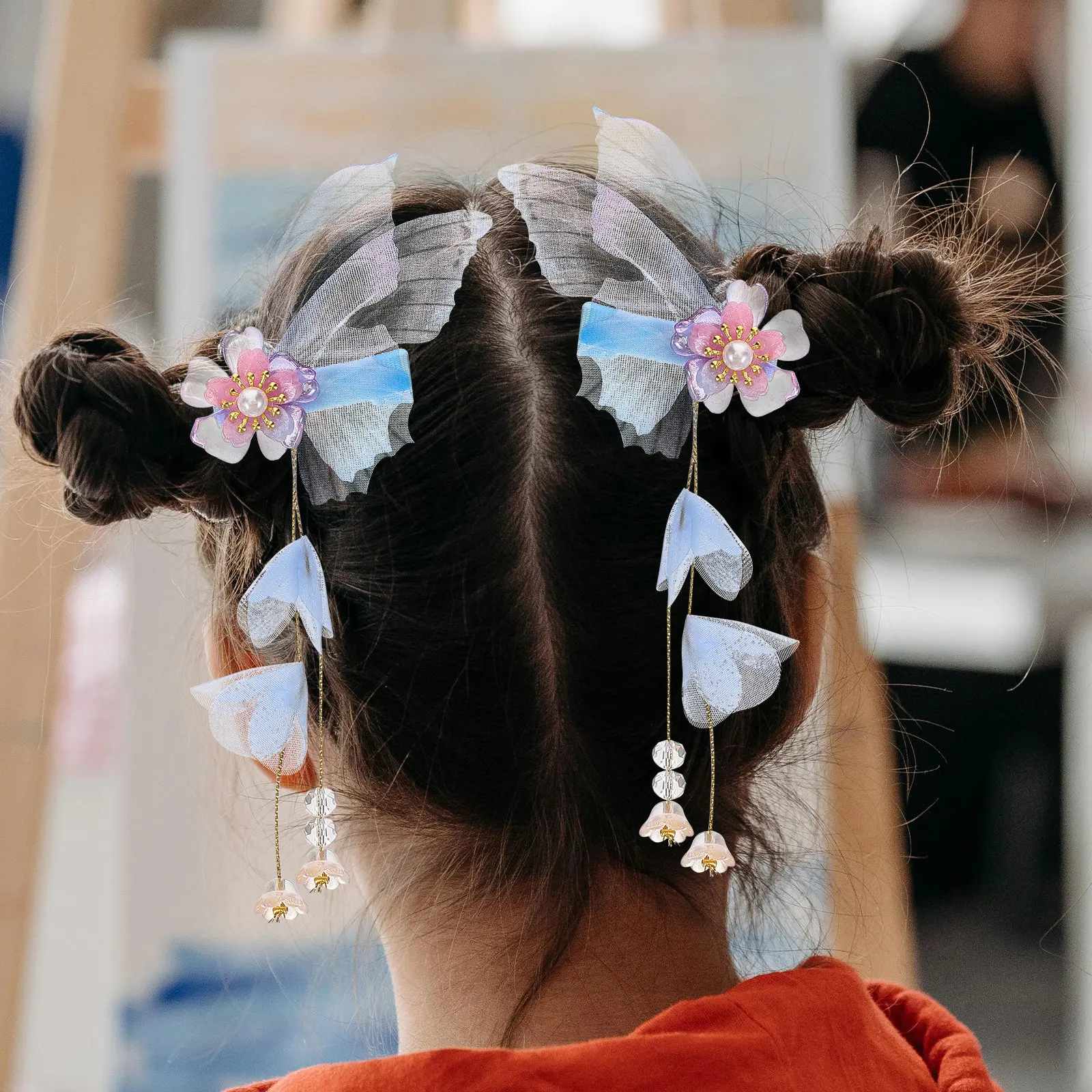 

1Pair Chinese Style Butterfly Hair Clip with Long Tassel Elegant Vintage Hair Accessories for Women Girls Hanfu Outfit Party