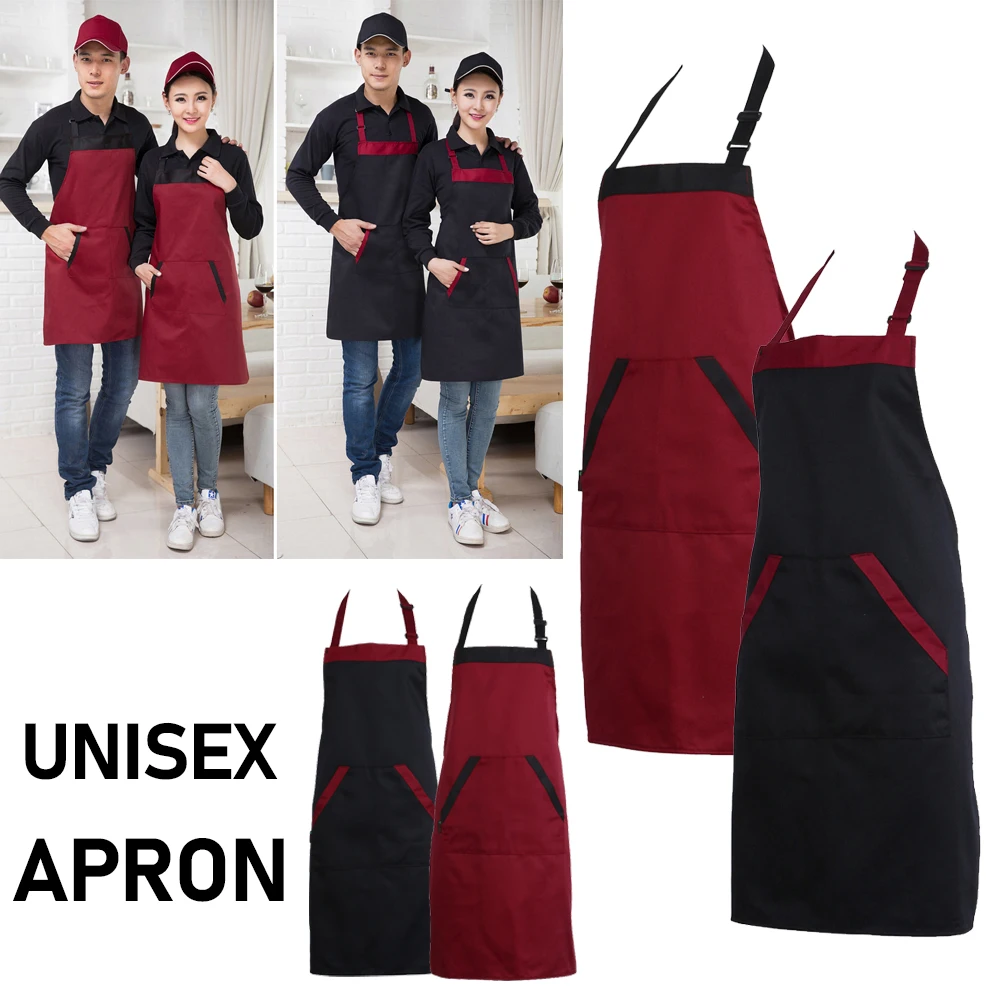 Apron Unisex Halterneck Apron with 2 Pockets Chef Waiter Kitchen Cook Tool Hair Cutting Styling Wrap Cloth Tools Kitchen Apron