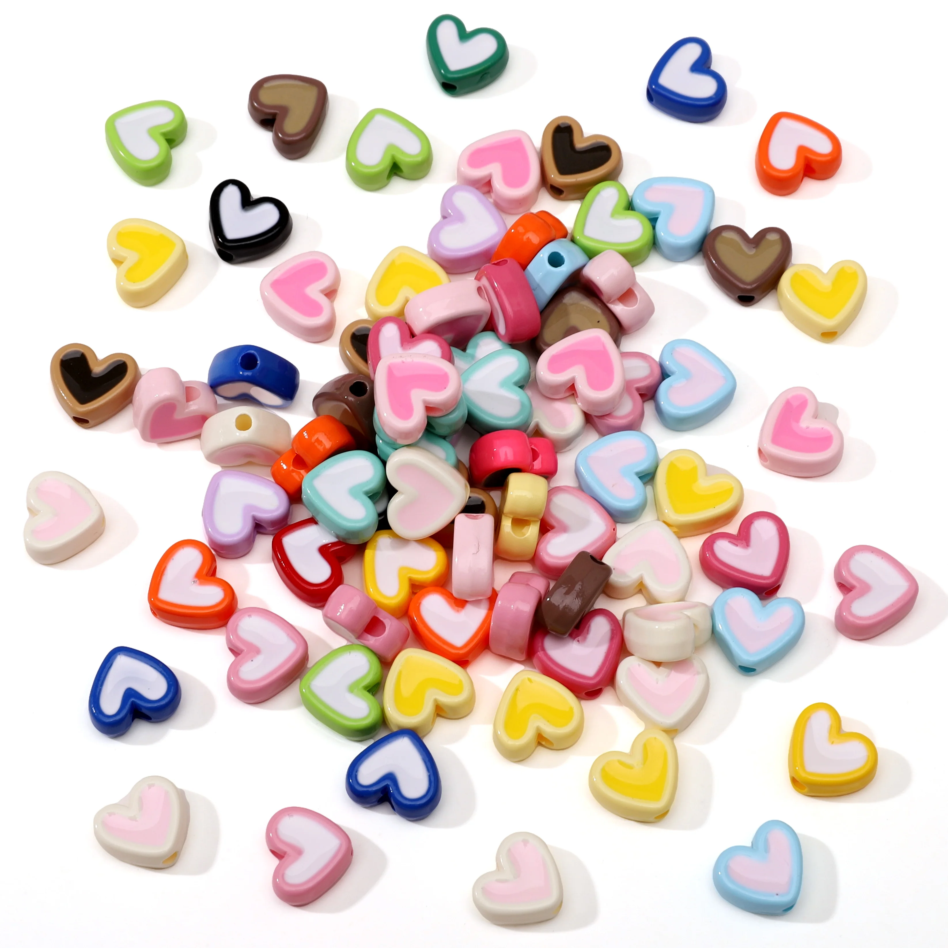 5/20pcs 8mm Acrylic Candy Color Love Heart Shape Loose Beads For Jewelry Making DIY Necklace Bracelet Pendant Handmade Material