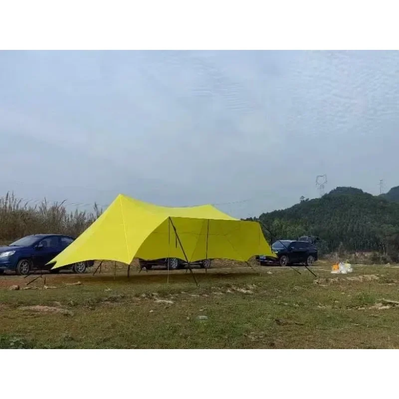 2026 Custom Logo Two-Peak Canopy Triple Layer High Space Camping Tent for 8 People Big Size Sun Shelte Poles Waterproof