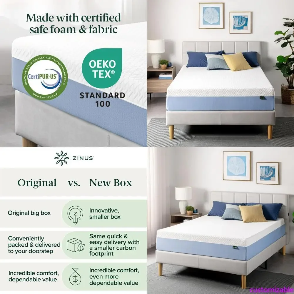 

12-дюймовый матрас Queen-size с охлаждающим эффектом из пены с памятью формы - новая версия, без стекловолокна, средней жесткости, с дышащей конструкцией