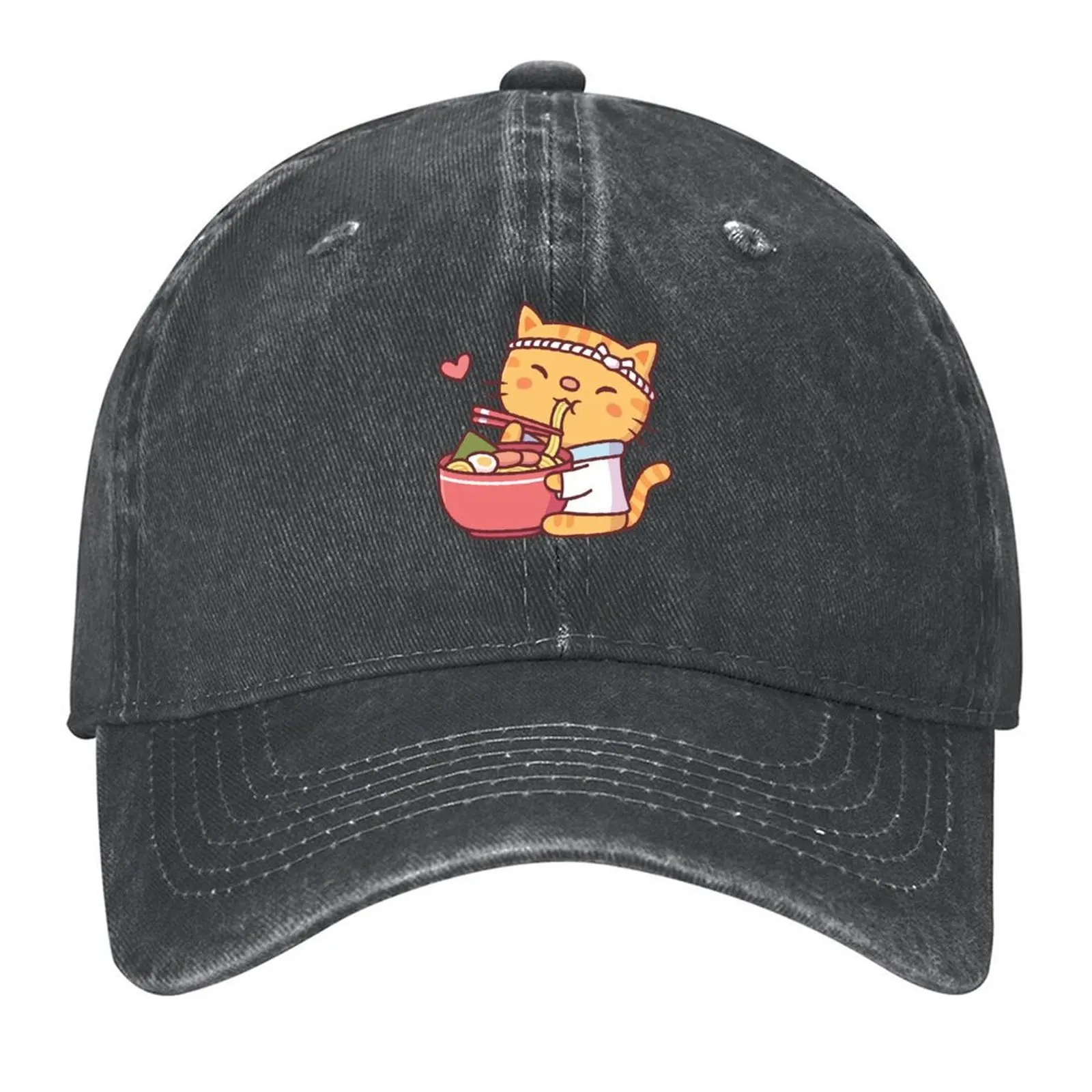 

Cute Tabby Cat Chef Eating Ramen Noodles Baseball Cap dad hat sailor cap for men Golf Cap Sun For Men Women's