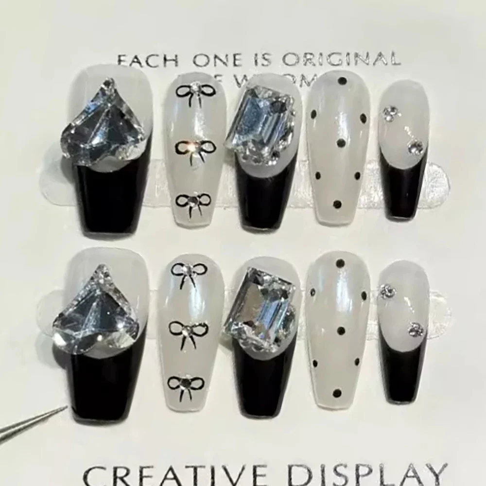 10 шт., кошачий глаз, бабочка, ручная работа, милый пресс на ногтях, многоразовый красочный цветок, стразы, жемчуг, искусственные накладные ногти, подарок для девочки