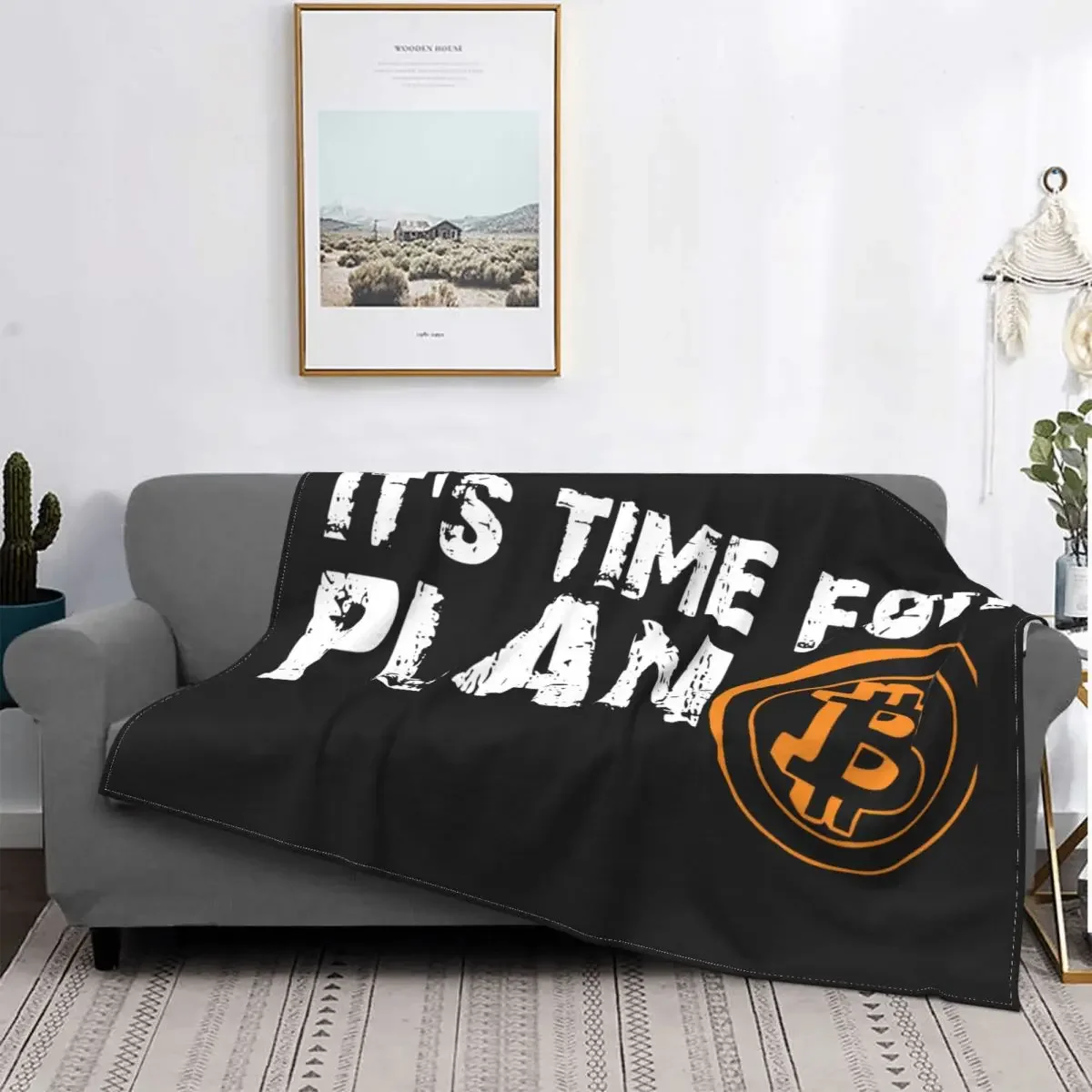 It's Time For Plan B Bitcoin BTC Crypto Currency Blanket Cryptocurrency Blockchain Geek Flannel Throw Blanket for Bed Office