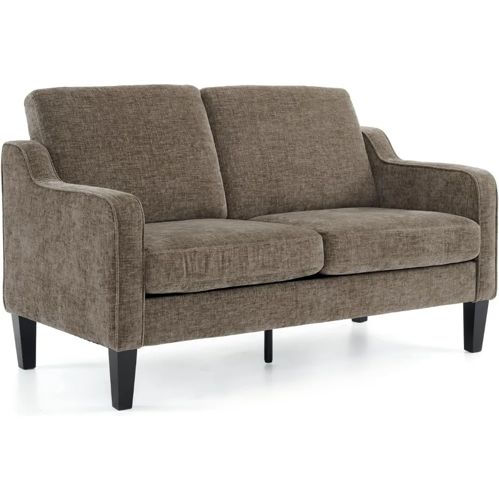 53" Love Seat Couches, 2 Seater Loveseat Mid Century Modern Sofa Couch Soft Chenille with Scooped Armrest for Small Space