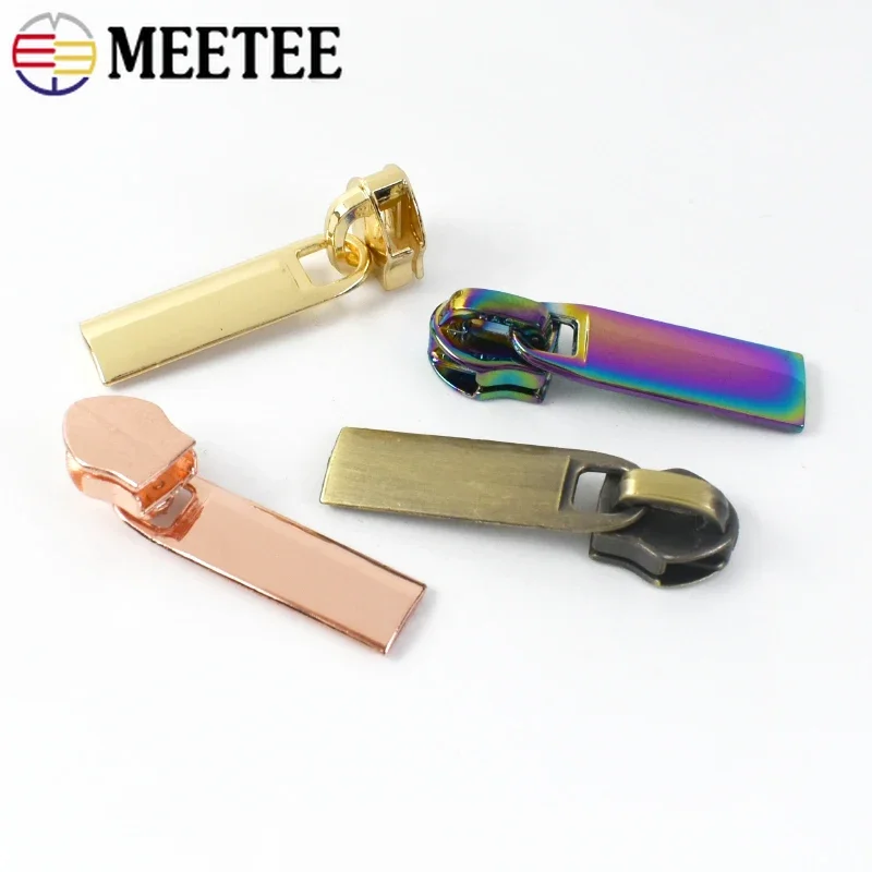 Meetee 10/20/50Pcs 3# 5# Zipper Sliders for Nylon Zips Tape Bag Garment Jacket Zip Puller Head Repair Kit DIY Sewing Accessories