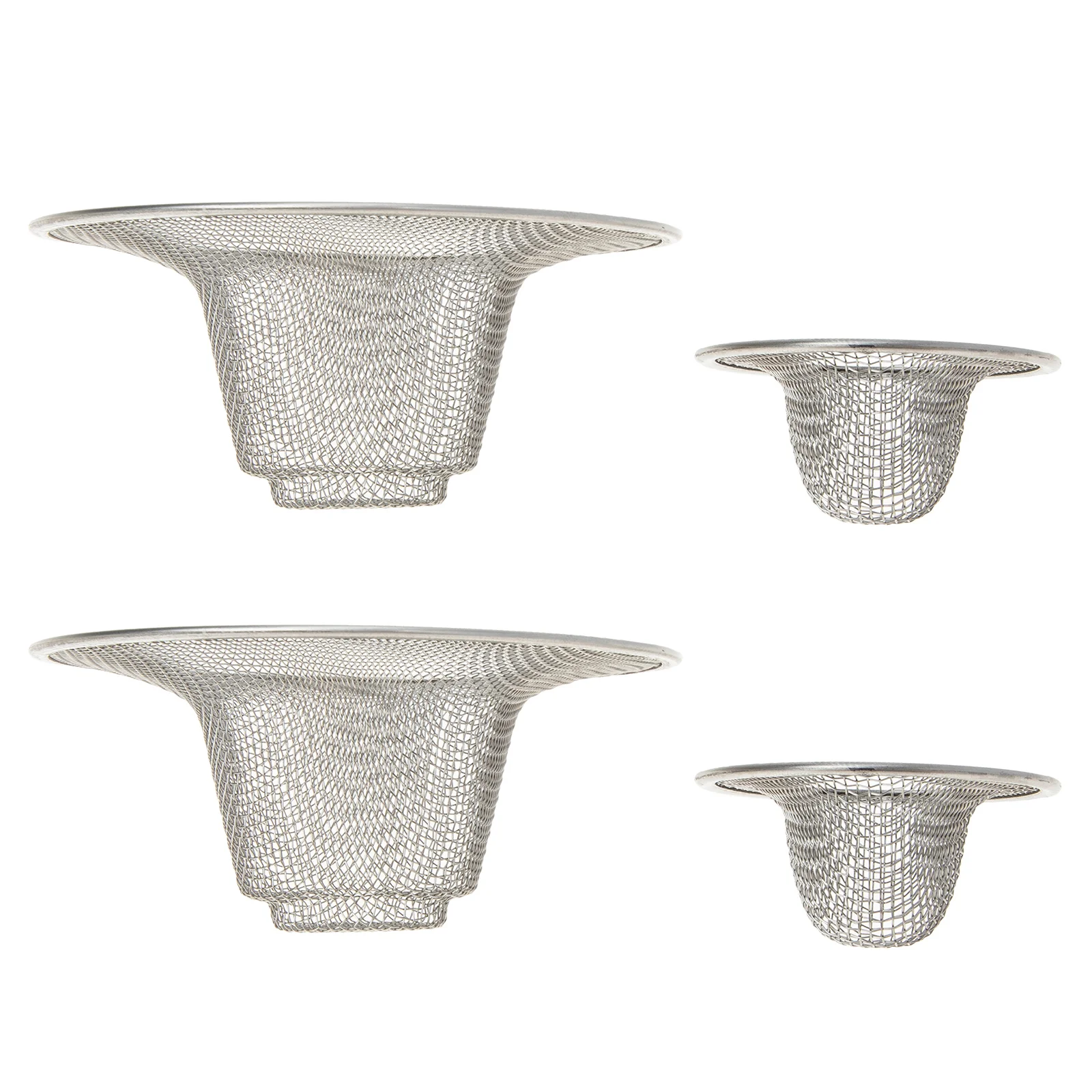 

4Pcs StainlessSteelDrainHairCatcherThickenedMaterialShowerBathtubFilterSilverAntiCloggingForHomeBathroomKitchenBarDrainer