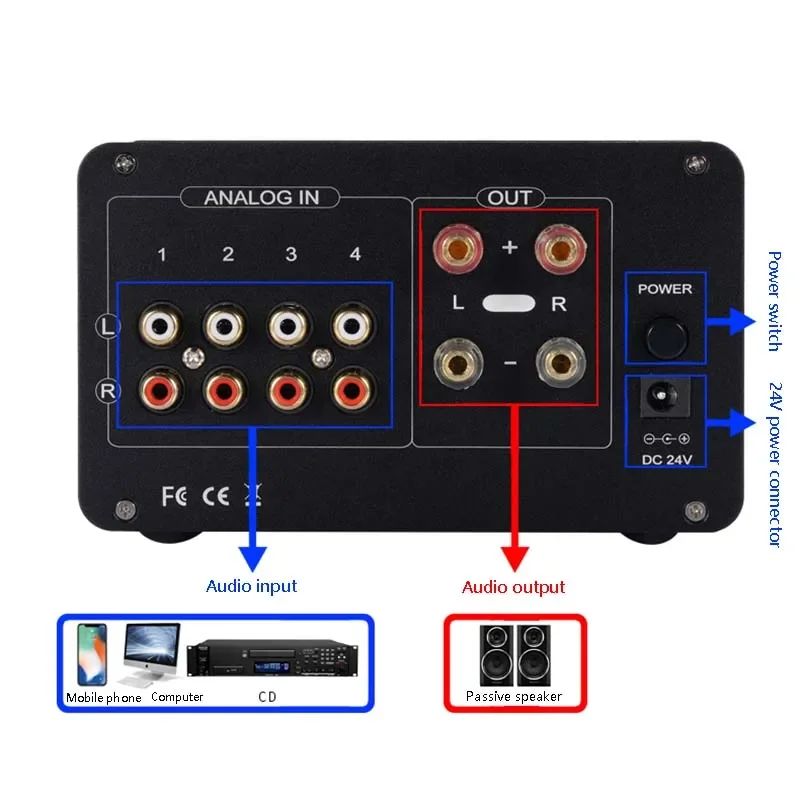 Audiophile Tube Power Amplifier 80W * 2 Output Power MA12070 Chip 6H3N Tube HIFI Audio Amplifier Double Balanced Circuit Design