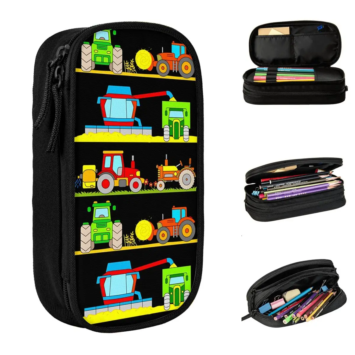 الجرارات حصادة مقلمة حامل قلم حقيبة أطفال تخزين كبير الطلاب الهدايا المدرسية pencelcases
