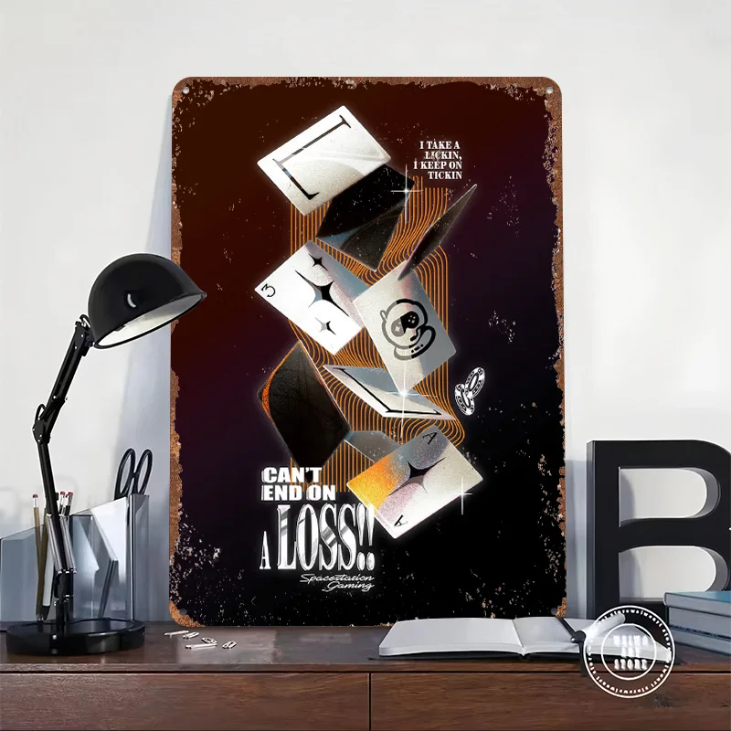 Gaming Cards With Spacestation Gaming Metal Poster Customized Wall Art Retro Vintage Metal Signs for Man Cave Decoration Home