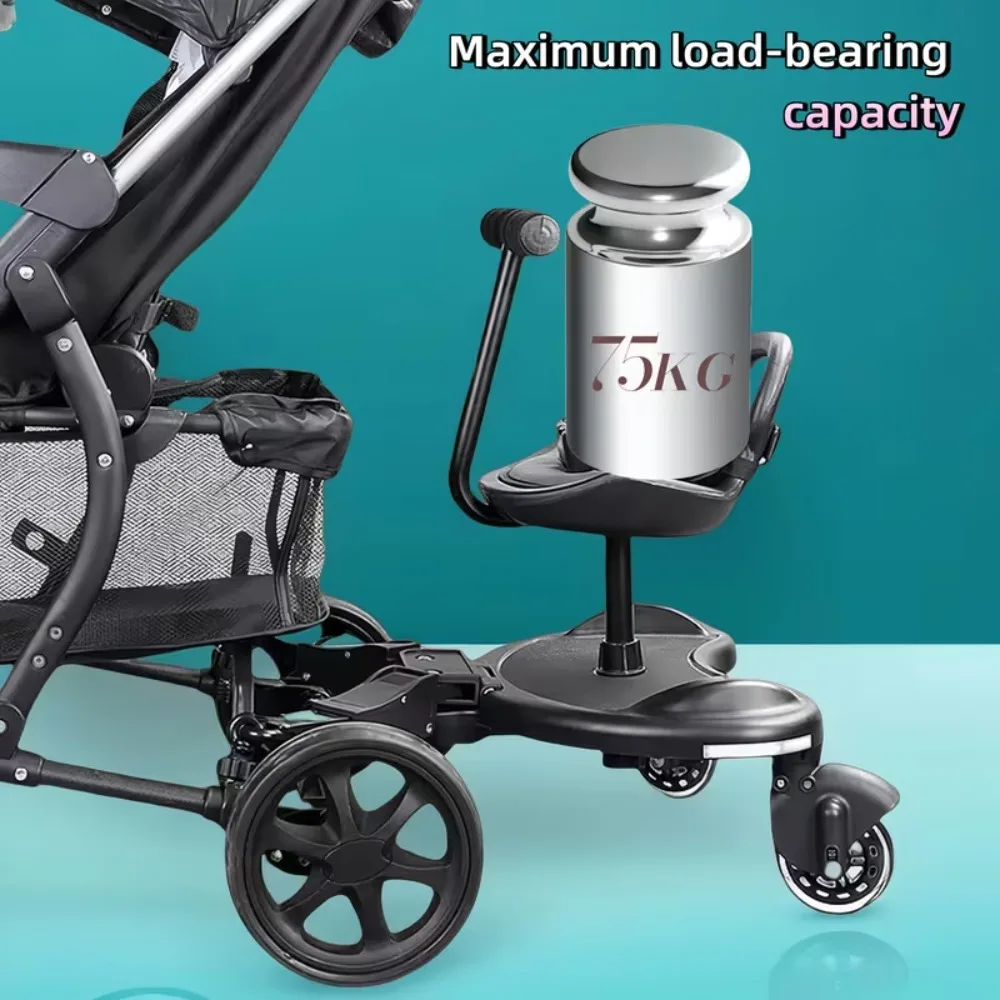 Universal 2-in-1 Stroller Board Child Rider Stroller Attachment with Saddle Detachable Seat & Standing Platform Easy to Use view 5