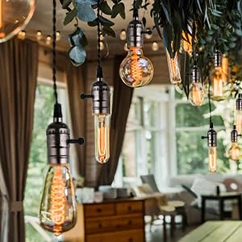 4 Bulb Pendant Light Holder With Connector Adjustable Cord Lengths For DIY Industrial Retro Style-Edison Bulb Chandelier Base