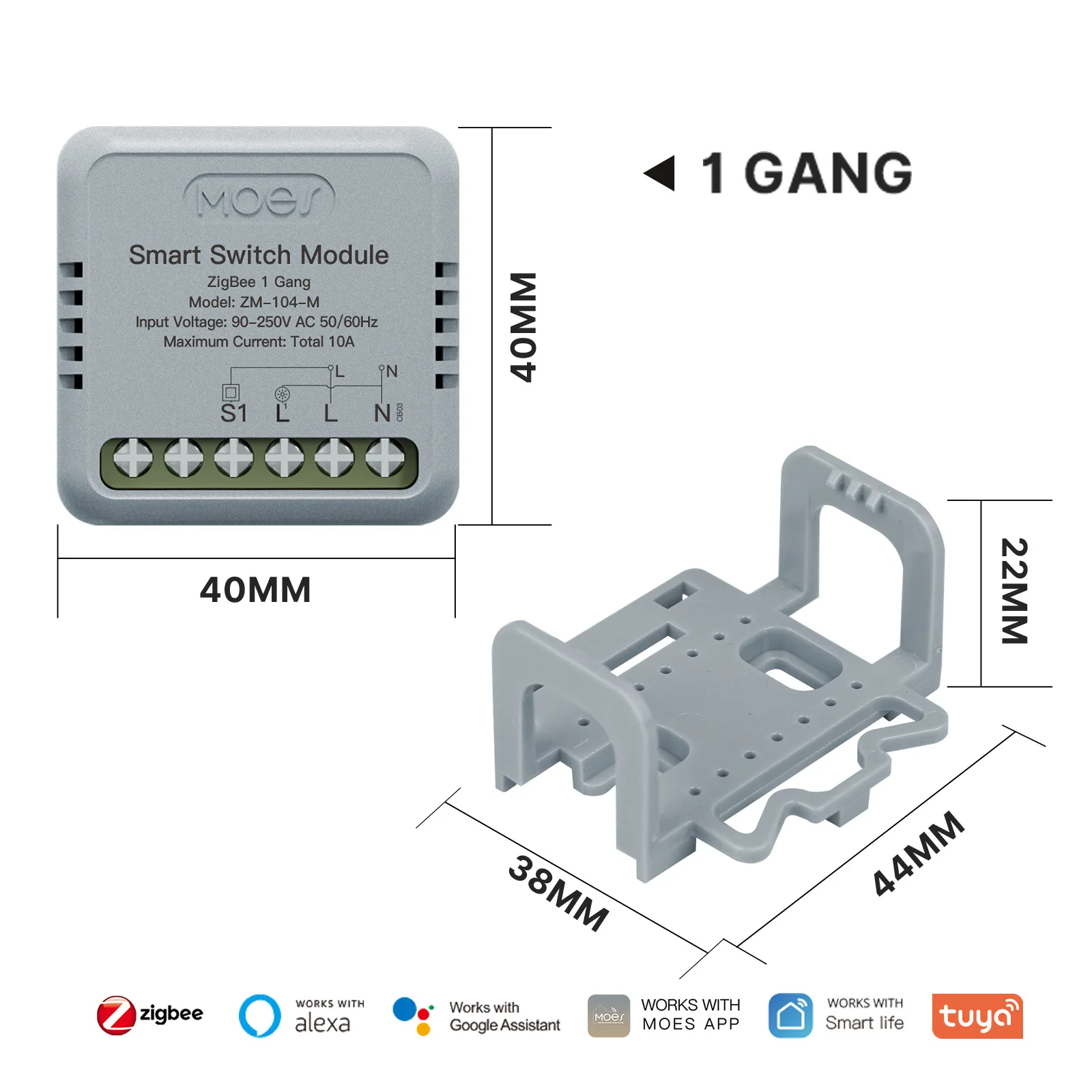 MOES Mini Tuya WiFi/Zigbee Smart Switch/Dimmer Module DIY Module Lichtschakelaar 1/2 Gang Afstandsbediening Werk Alexa Google thuis