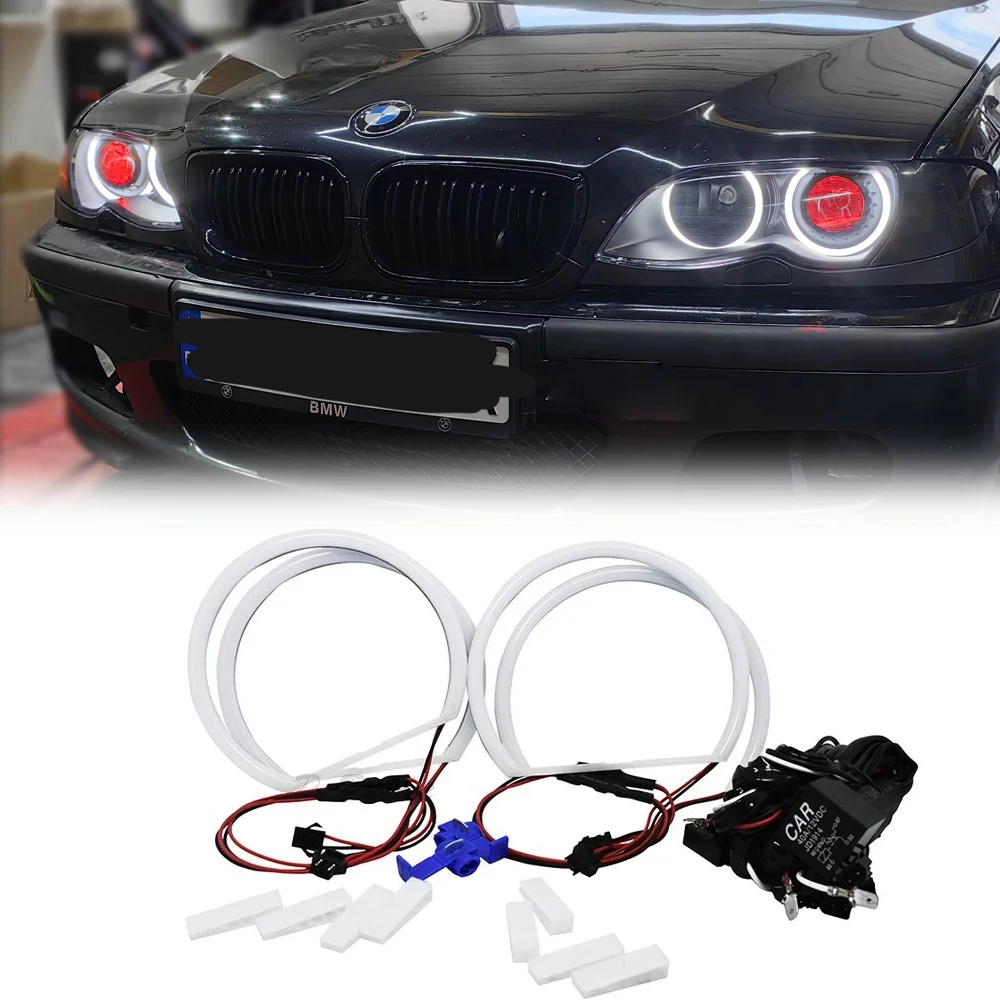

4Pcs White LED Cotton Light Angel Eyes DRL Headlight Kits For BMW 3 5 7 Series E36 E38 E39 E46 Sedan Saloon Auto Parts Halo Ring