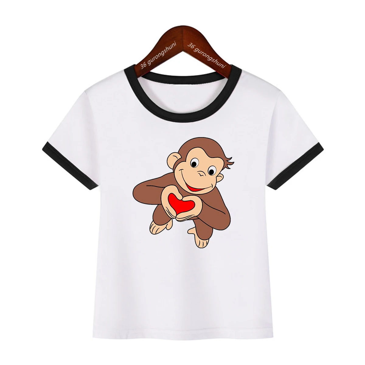 2024 New Girls T-shirt Curious George Cartoon Monkey Print Children\'s Clothing Summer Boys T-shirt Fashion Cute kids Clothes