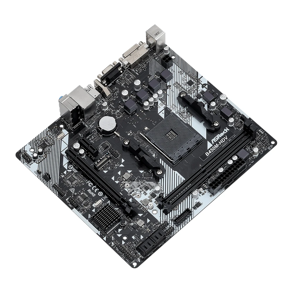 Imagem -05 - Asrock-placa-mãe B450m-hdv R4.0 com Cpu r5 5600 Suporta Amd Am4 r9 5900x r7 5800x Micro Atx