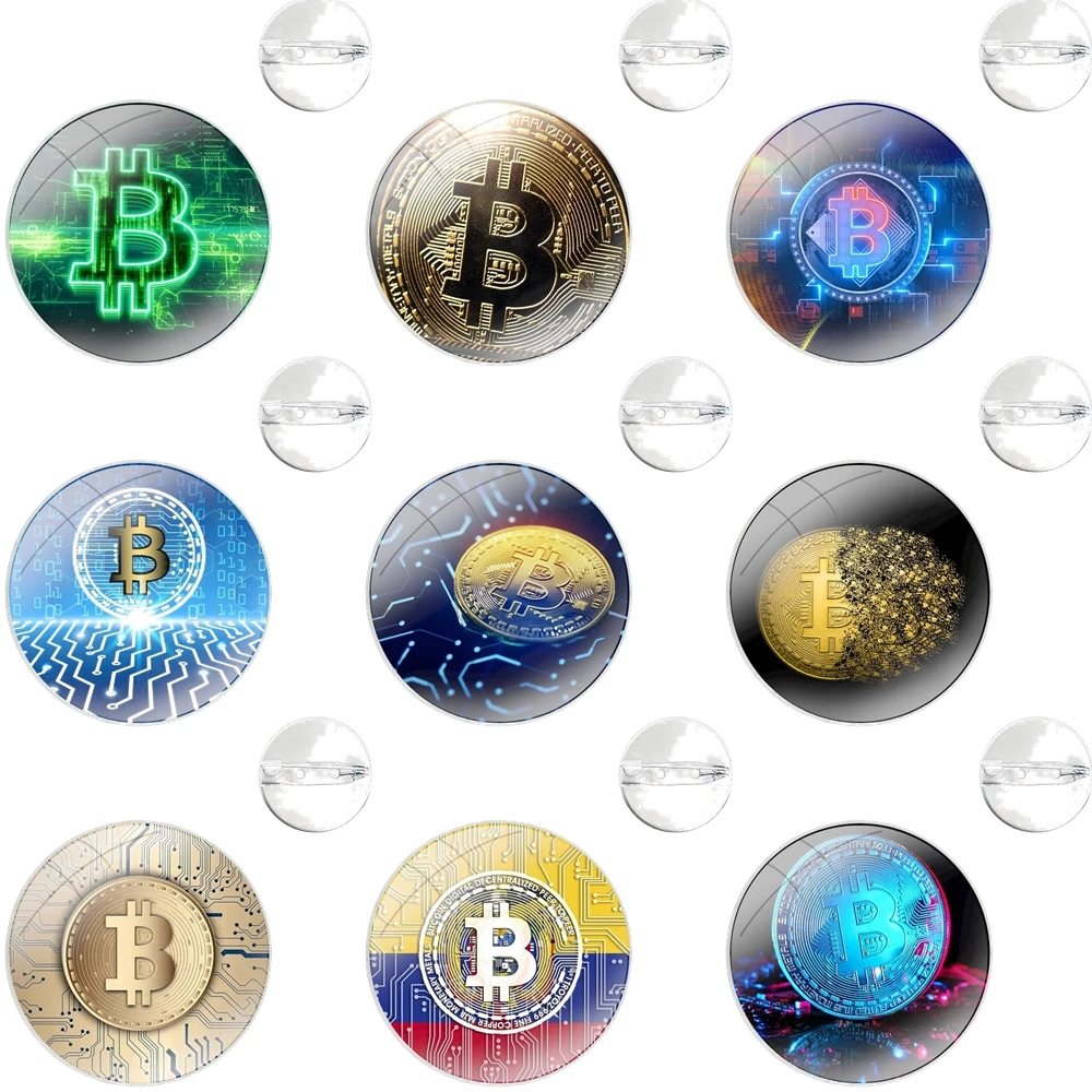 Pins Badge Metal Brooches For Clothes Backpack Decoration gift Bitcoin Digital Crypto Matrix Code