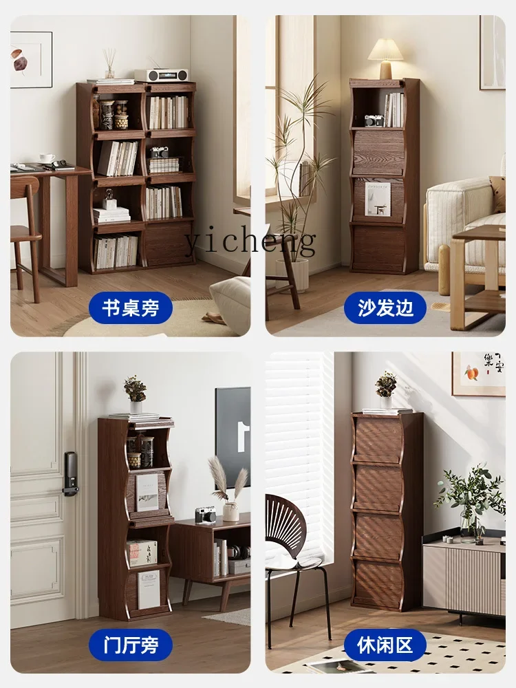 ZC wall small bookcase floor rack household living room integrated storage locker