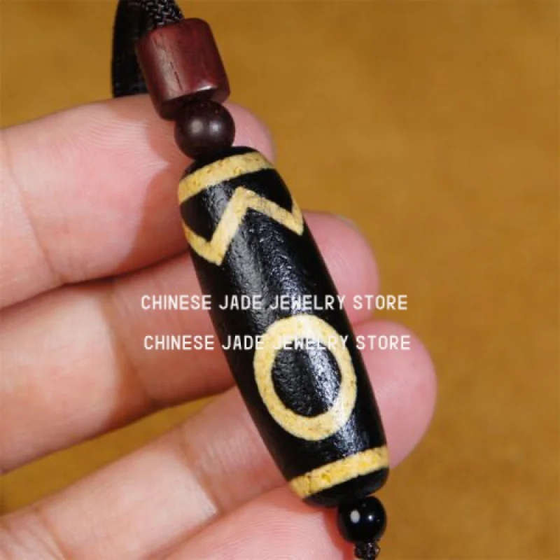 Himalayan Tibetan DZI Beads Old Agate Heaven＆Earth Totem Amulet Pendant GZI