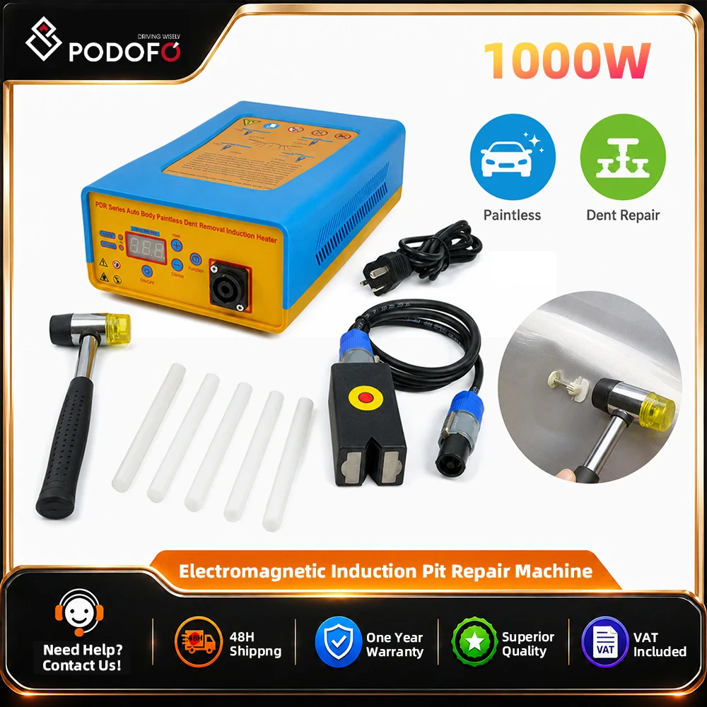 Podofo 1000W Outil de débosselage de voiture avec écran numérique, Machine de réparation de bosses sans peinture à induction électromagnétique 220V, Chauffage PDR, Boîte chauffante