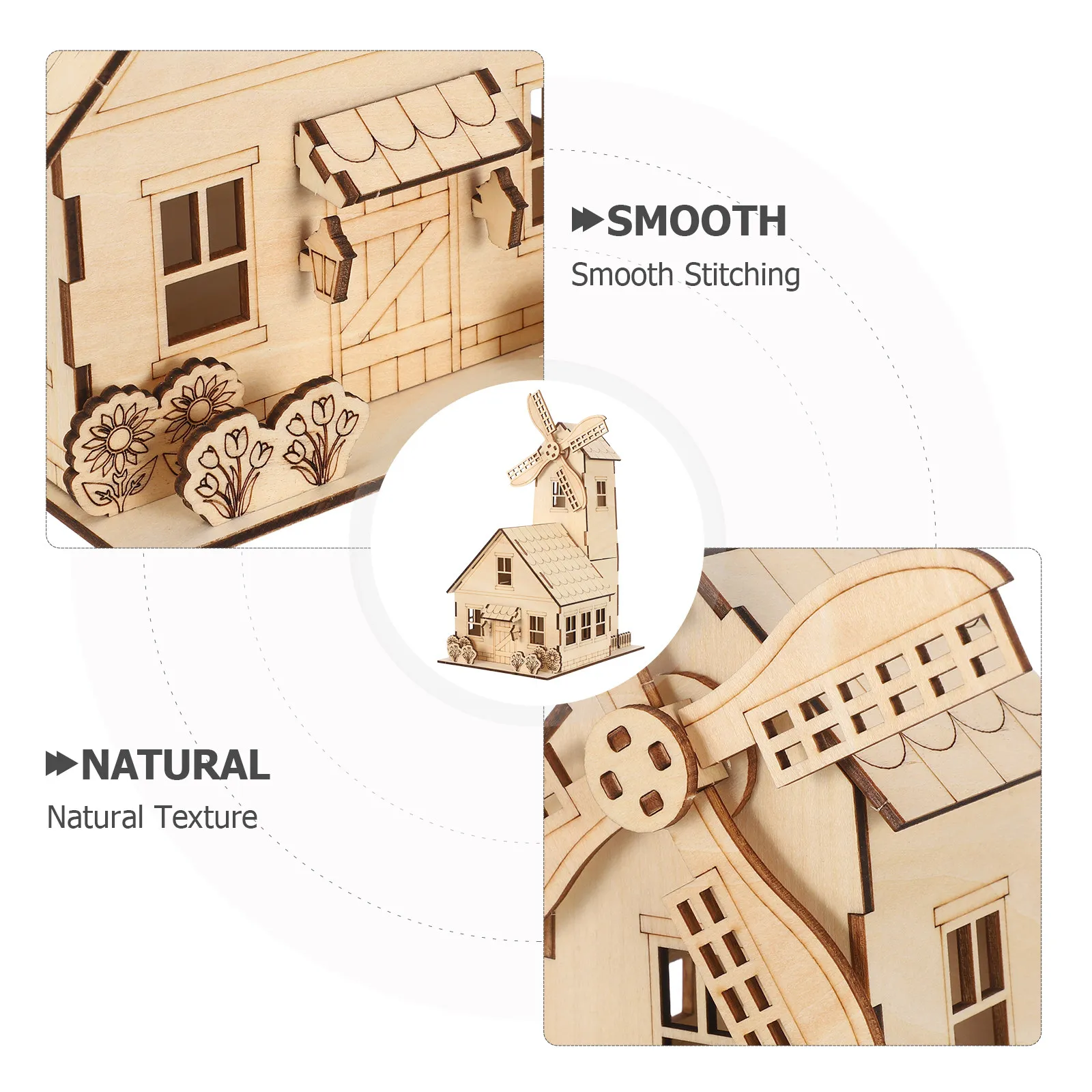 Puzzle de maison en bois de style européen, artisanat, jouets à assembler, kit de construction DIY