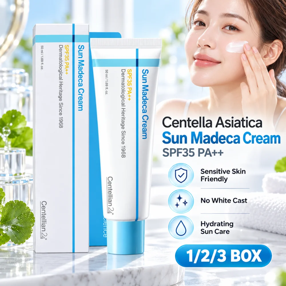 Centella Asiatica Sun Madeca Cream 50ml SPF35 PA++ Facial Sunscreen Hydrating Soothing Lightweight Formula for Sensitive Skin