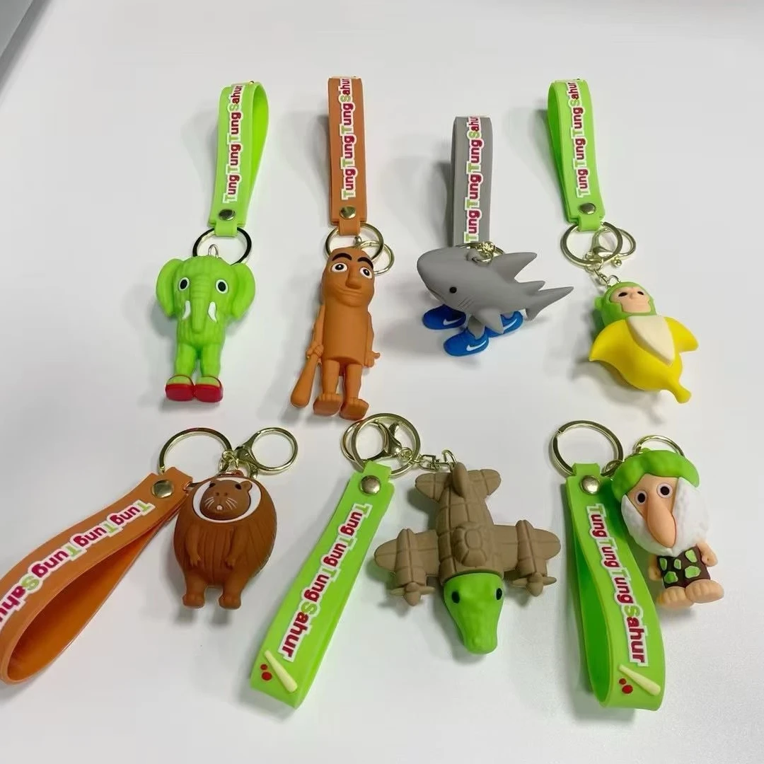 New Tralalero Tralala Key Chain Anime Tungtung Sahur Brainrot Car Keys Ring Action Figures Toy Keychains Bags Pendant Decor Gift