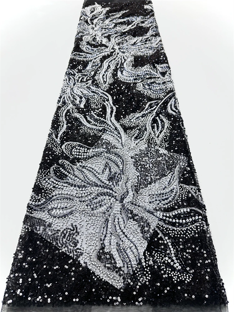 

2025 элегантное африканское нигерийское модное кружево с бисером, элитное роскошное французское сетчатое кружевное платье с блестками, женское вечернее платье, вечерние 5 лет