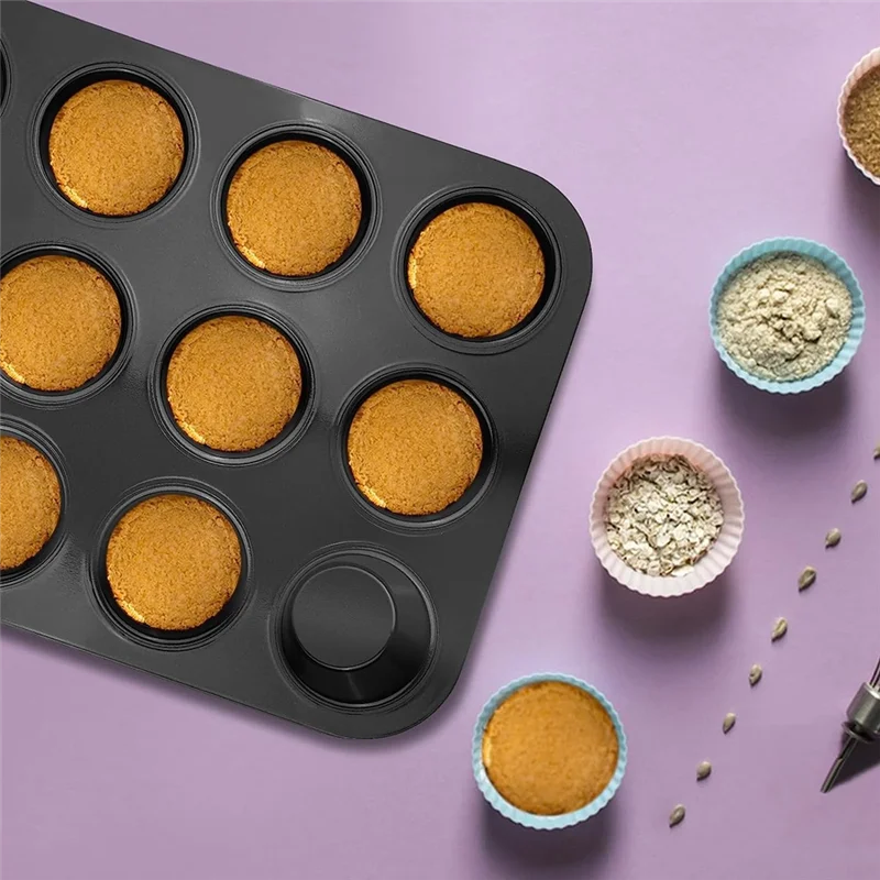 

Muffin Tray Carbon Steel Muffin Tray Pack Of 2 For 12 Muffins, Non-Stick Coated Muffin Tray