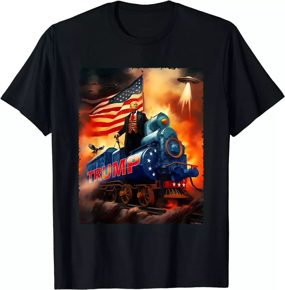 

All Aboard The Trump Train Funny Donald Trump 2024 Election T-Shirt