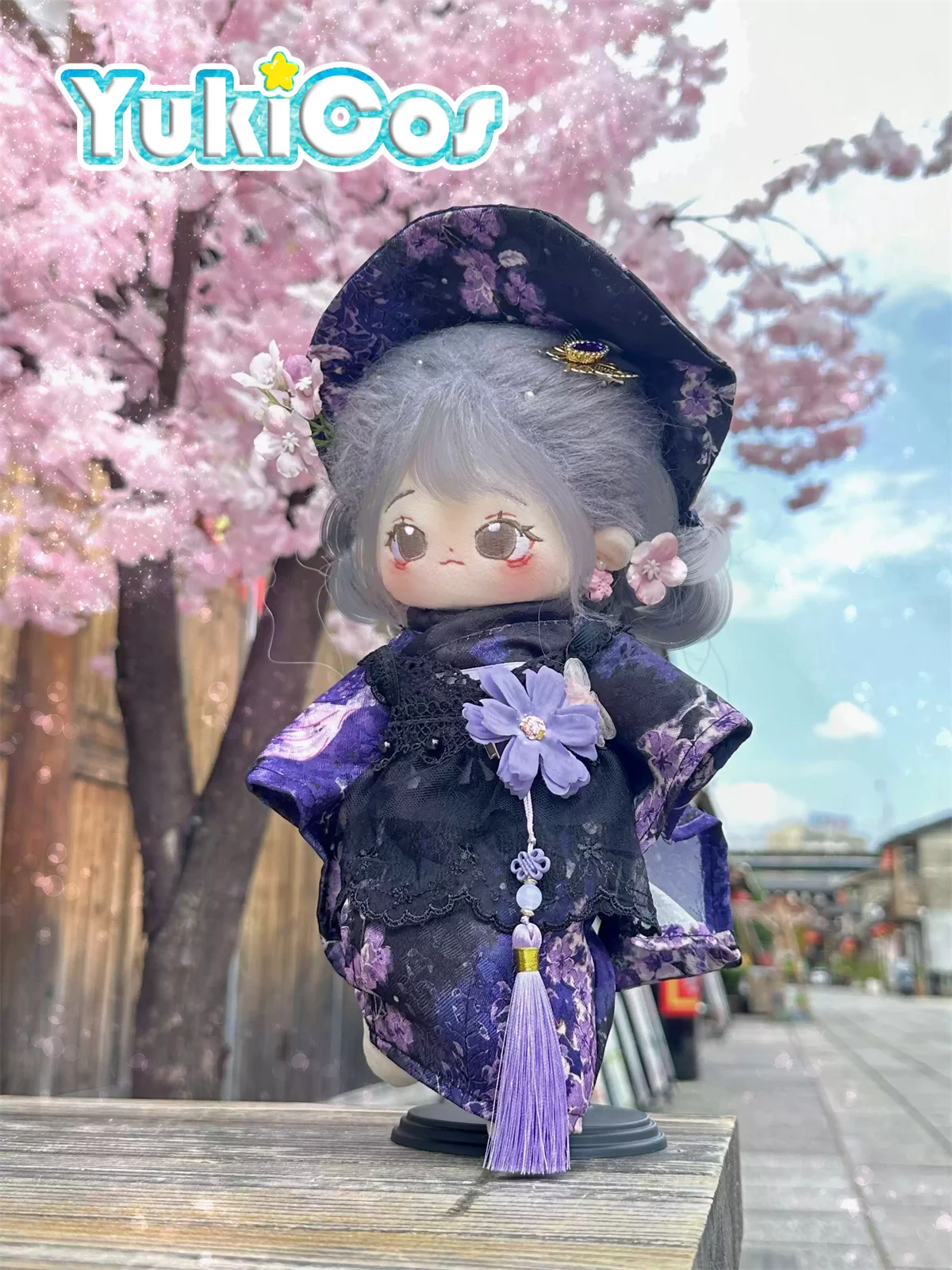 Wisteria Purple Taisho Yukata Kimono Japanese Dress Skirt for Stuffed Plushie 20cm 30cm Plush Toy Doll Clothes Clothing XGW Nov