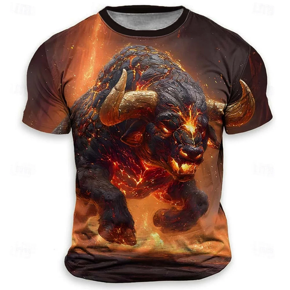 Trendy Men's 3D Bull Print T-shirt Funny Graphic T Shirt Summer Casual Short Sleeved Tees Trend Cool Street Personality Top