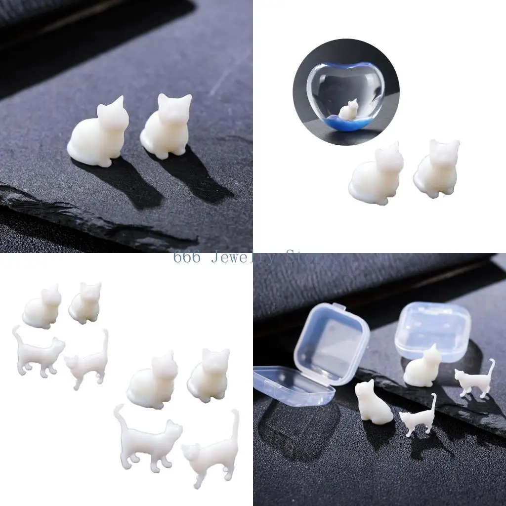 

F2TD очаровательные наполнители из смолы для кошек с хрустальными каплями, миниатюрные скульптуры, форма из эпоксидной смолы для