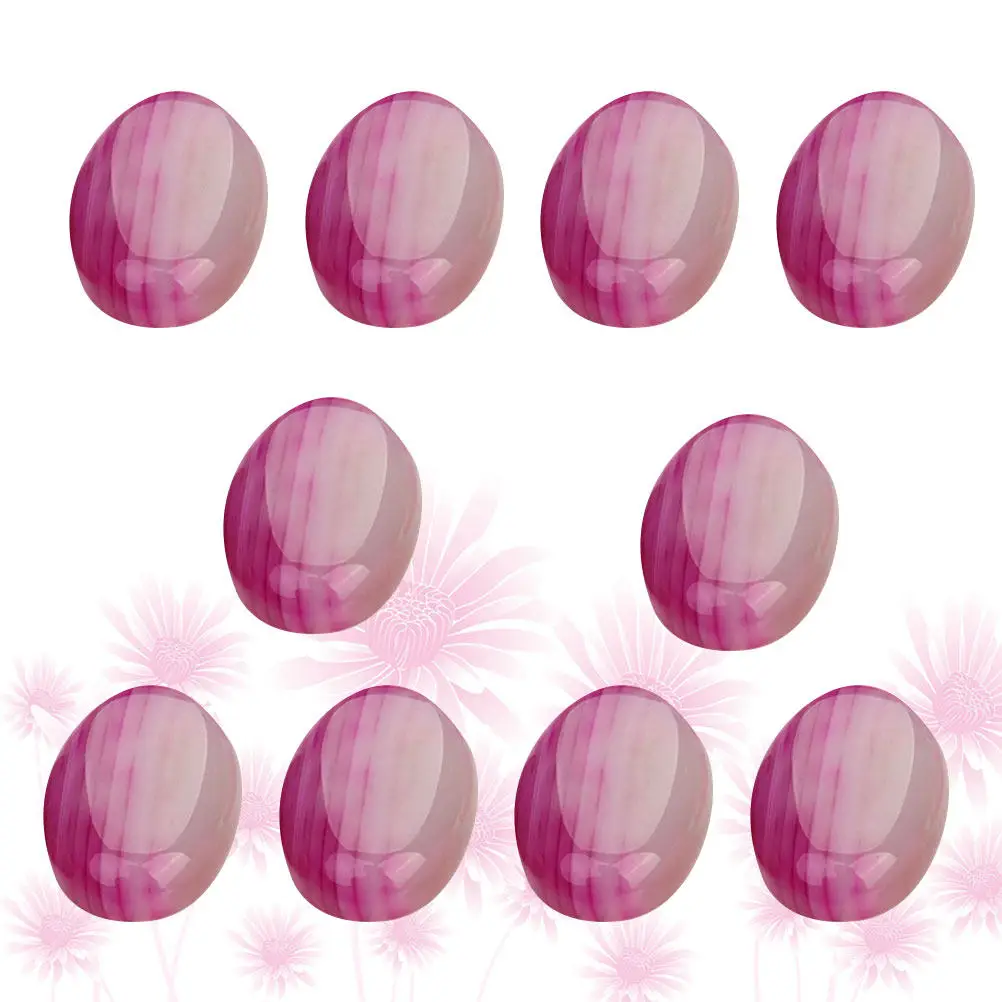 10Pcs Rosy Agate 13x18mm Flat Base Natural Stone Jewelry Making Supplies for Earrings Cufflinks Decor Craft