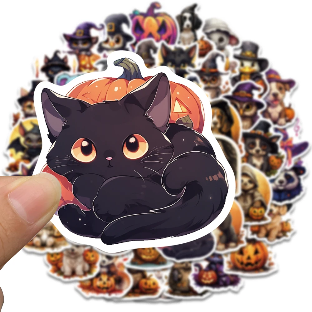 50PCS Cartoon Animal Halloween Sticker Laptop Waterproof Phone DIY Suitcase Art Cafe Phone Luggage Suitcase Decals Stickers