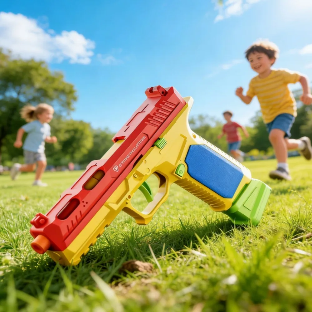 Dauerfeuerndes Baustein-Spielzeugpistolen-Set mit Hülsenauswurf, Airsoft-Blowback, leere Hängepistole, Outdoor-CS-Waffe für Jungen und Erwachsene – Detail 17