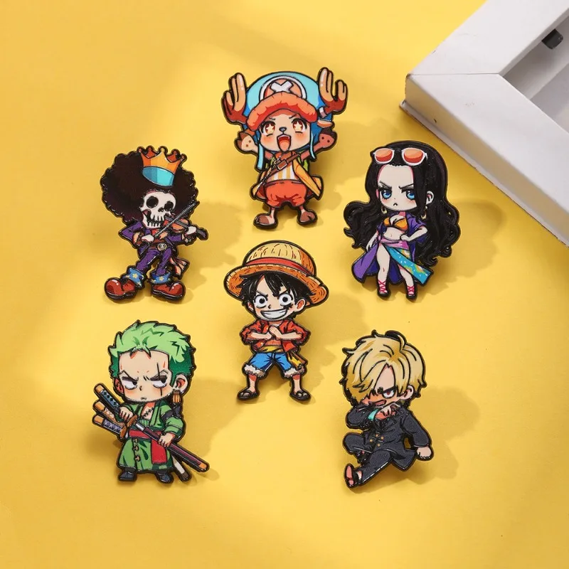 

One Piece Cute Q-version Metal Badge Brooch Exquisite Anime Peripheral Pin Fashion Decorative Backpack Clothes Bag Decoration