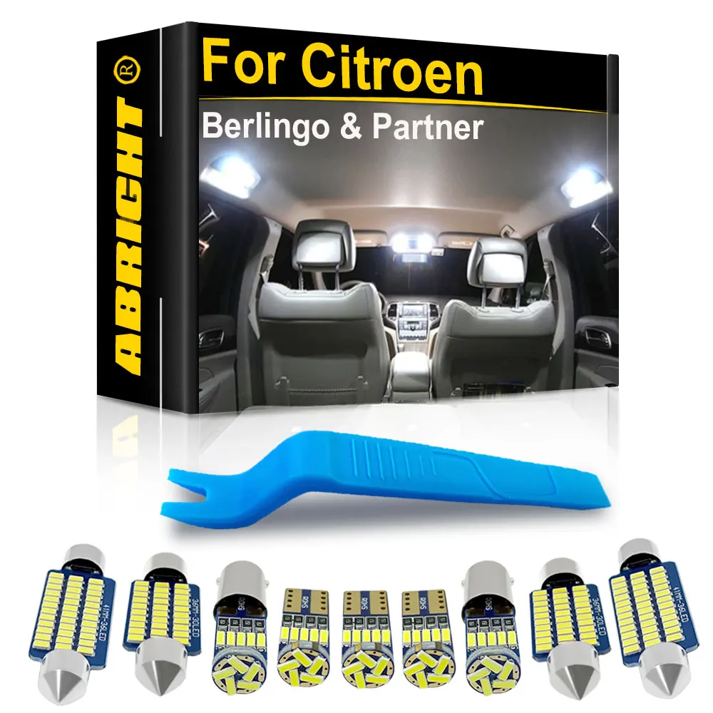 

ABRIGHT для Citroen Berlingo K9 B9 Peugeot Partner 1998 2002 2007 2008 2014 2020 аксессуары Canbus Светодиодная лампа для освещения салона автомобиля