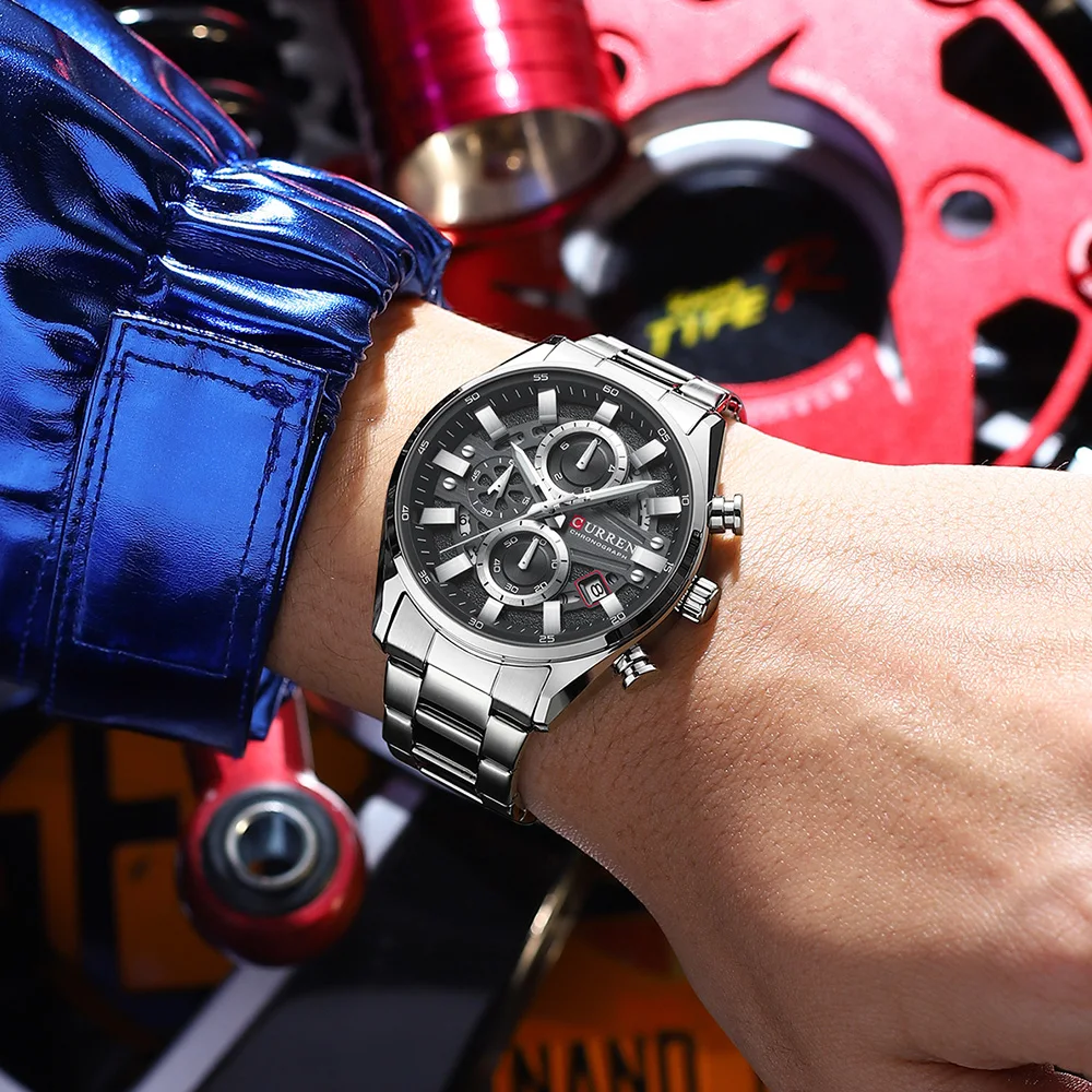 CURREN 8495 Men Watch Waterproof watch Chronograph function Date Glowing Hands Business Watch Multifunctional quartz wristwatch