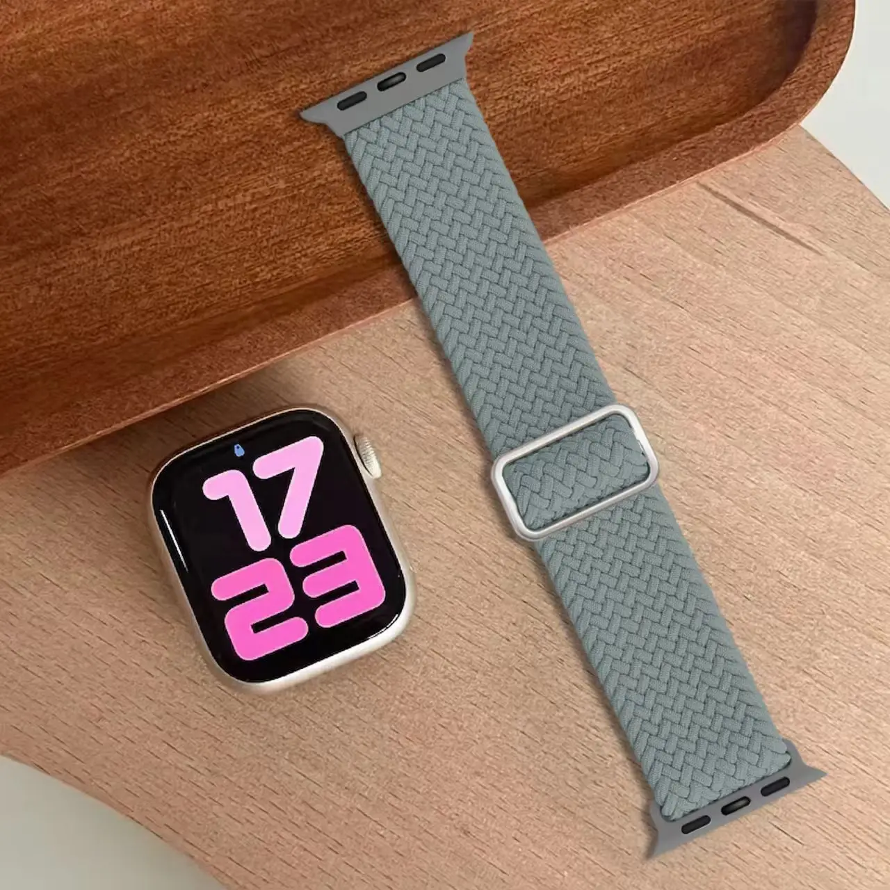 Verstelbare nylon band voor Apple Watch Ultra 3-2-1 49mm 44mm 45mm 40mm 41mm 42-46mm Lichtgewicht en comfortabele geweven nylon band