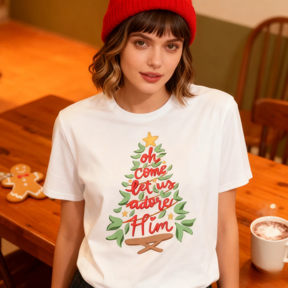 Christmas Christian Cotton Shirt Jesus Christmas Nativity T-Shirt Religious Christmas TShirt Men Women Casual Festival Costumes