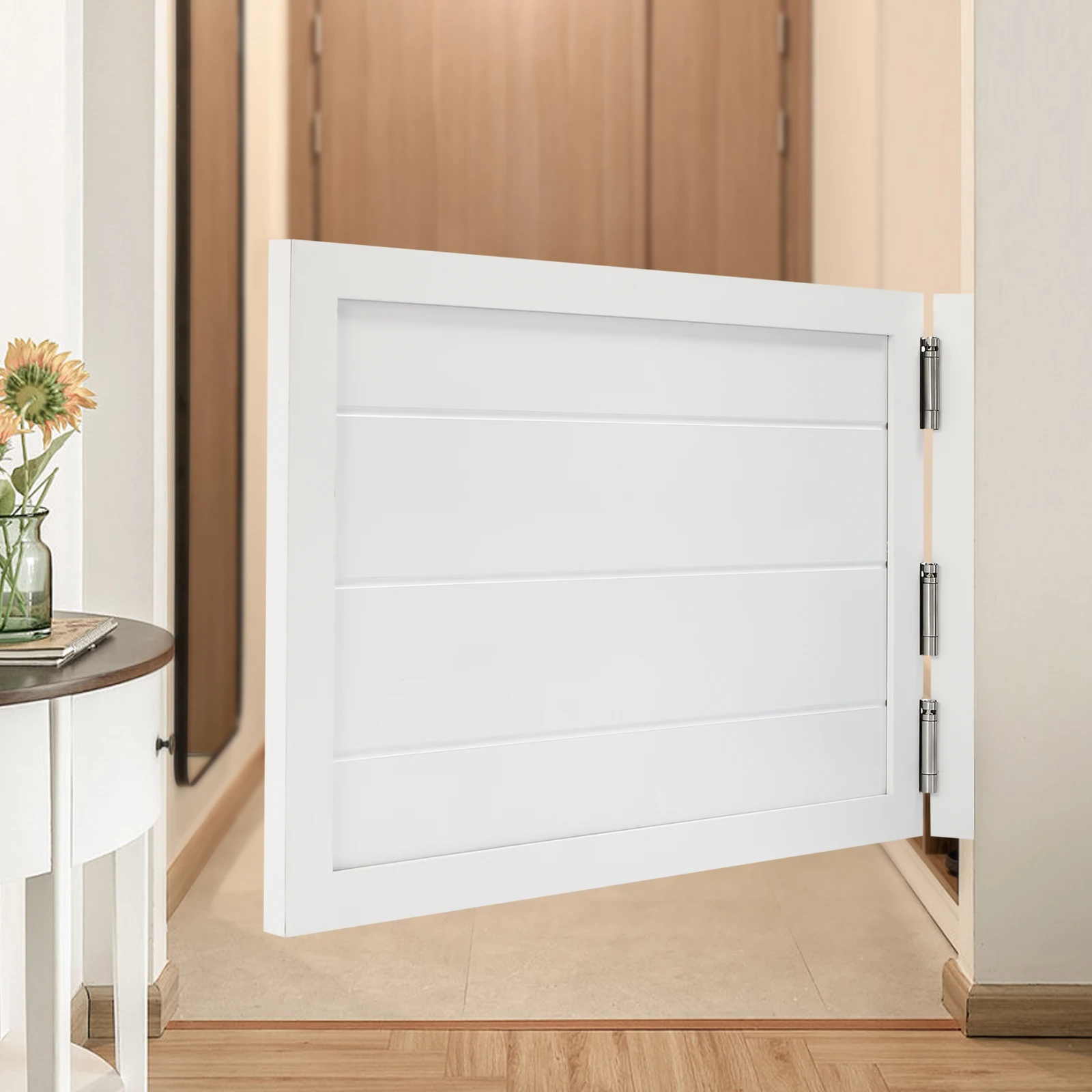 

90*60cm 35mm Thick Solid Wood Swinging Door 180° Angle Double-swing Door 3 Spring Hinges Door for Home Office Space Partition