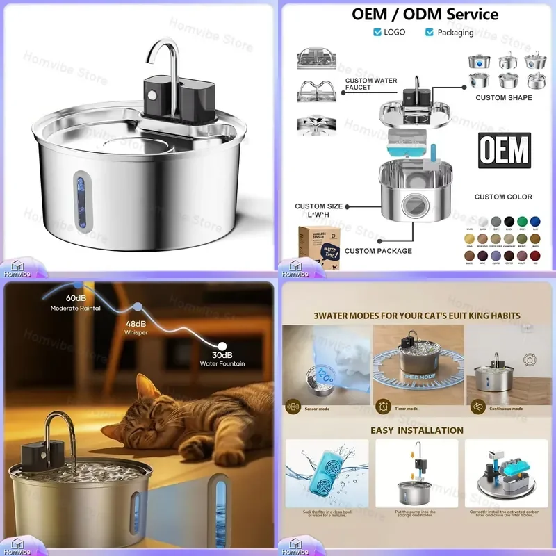 

Smart Stainless Steel Pet Water Dispenser for Cats and Dogs Automatic Gravity Feeder Bowl Home Kitchen Pet Feeding