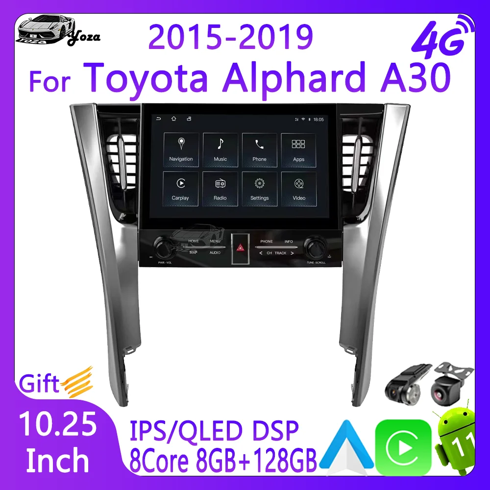 Yoza Carplay Car Radio For Toyota Alphard A30 2015-2019 Android11 Touch Screen Multimedia GPS Navigation Stereo WIFI Gift Tools