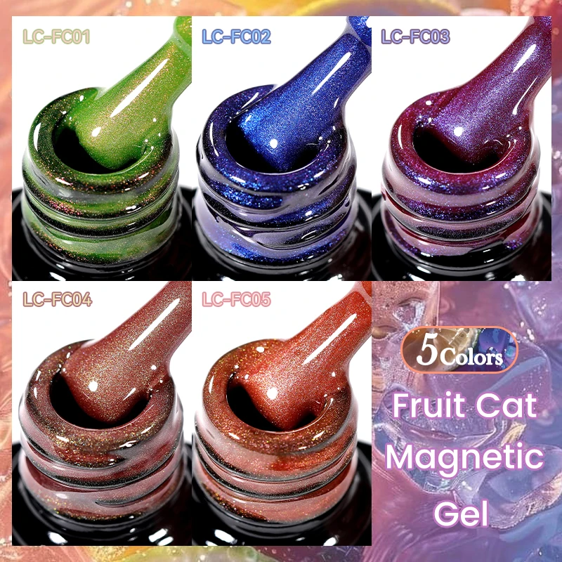 LILYCUTE Peach Pink Cat Magnetic Gel Nail Polish Vernis 6