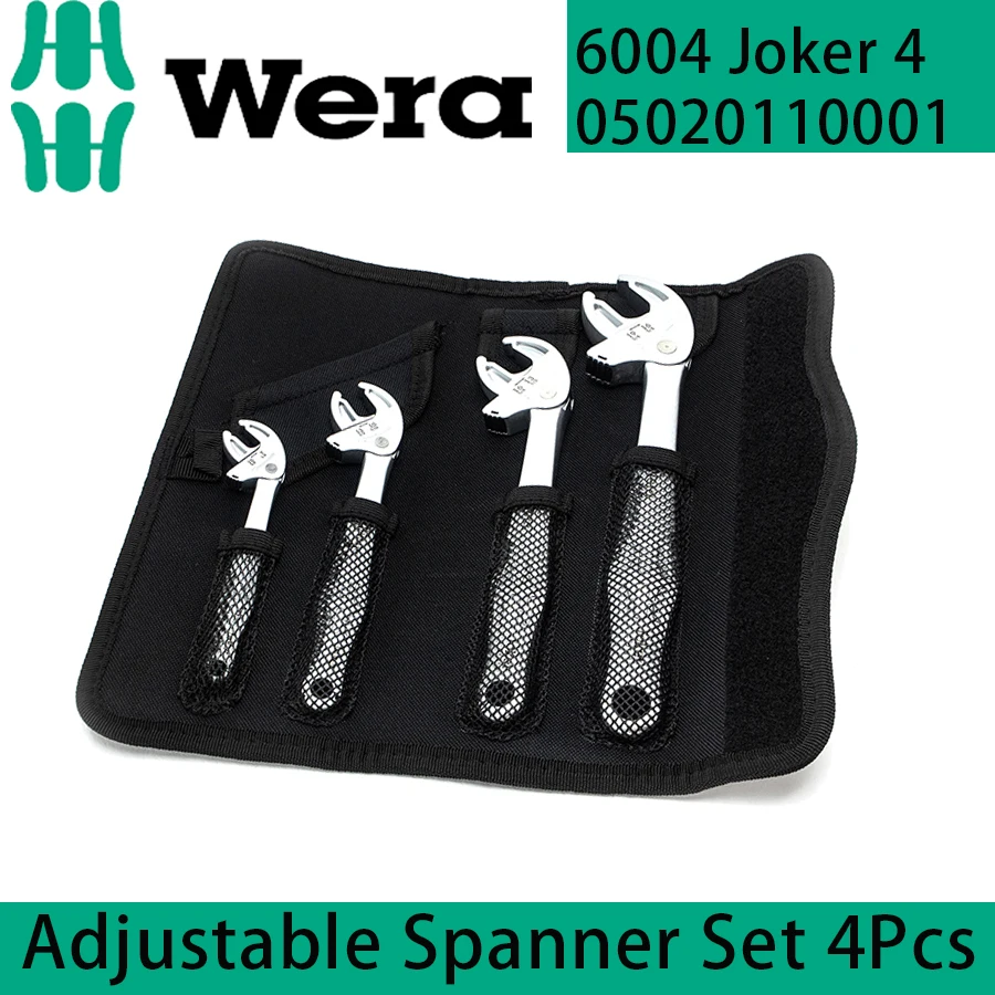 WERA 05020110001 Adjustable Spanner Set 4Pcs 6004 Joker 4 set 1 Chrome-plated Precision Self-setting spanner set