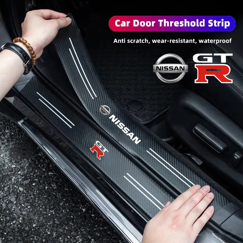 Carbon Fiber Car Sticker Auto Door Threshold Waterproof stickers For Nissan Qashqai Juke Pulsar Sentra Altima Patrol Micra Rogu
