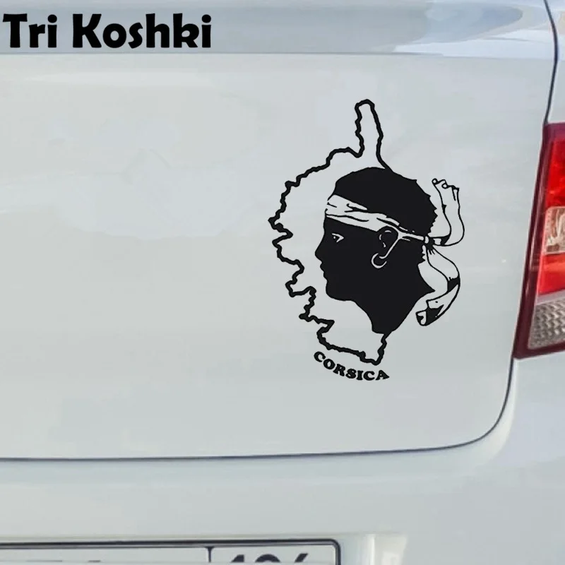 Tri Koshki H1490 Corsica Beauty Island Moorish Head Map Car Sticker Vinyl Decals Sticker on Car Motorcycle Truck Bumper Laptop