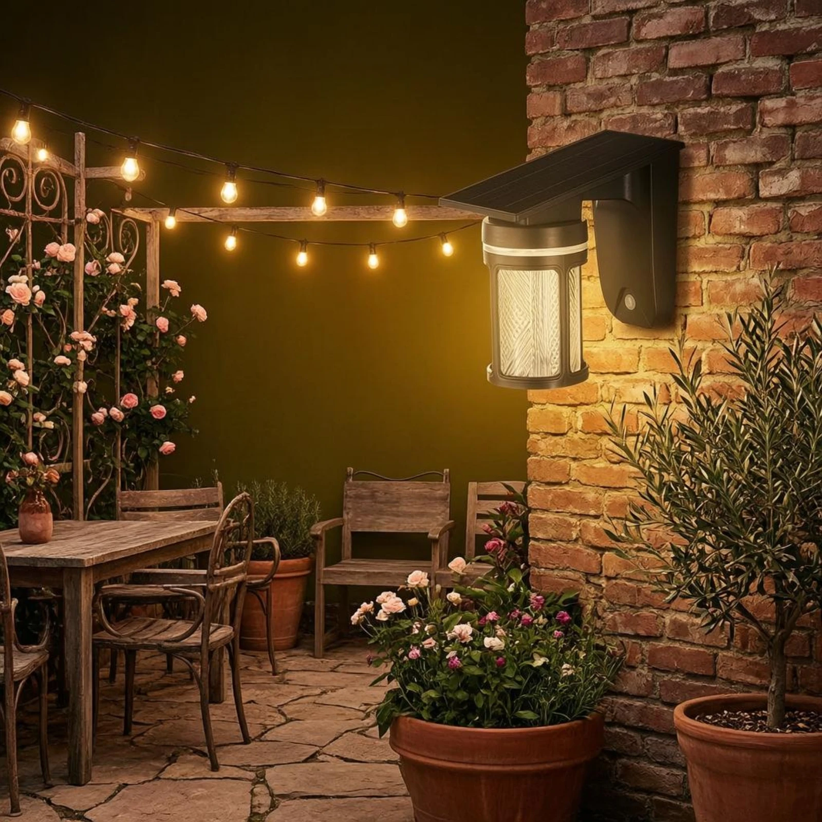 Solar Wall Lantern 2400 mAh Battery Solar Garden Wall Light Outdoor Lighting Black Finish No Wiring for Gate